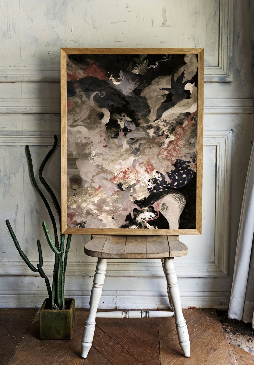 Mythic Serpent Court Illustration Poster. — room view 1