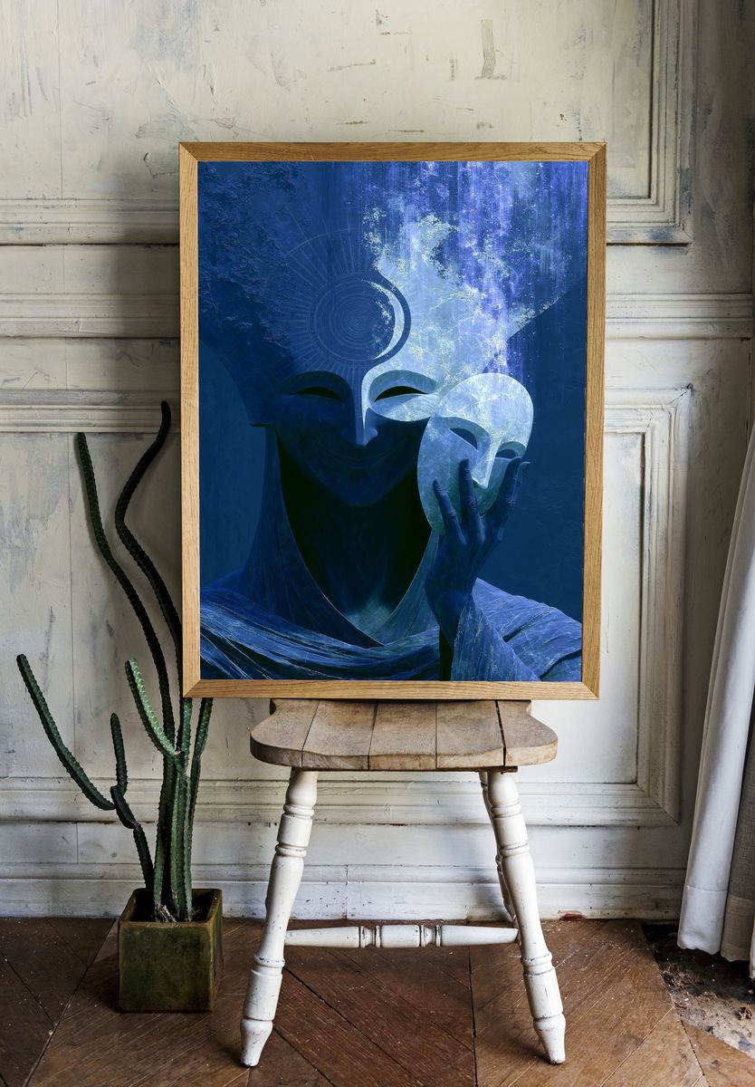 Mystic Mask Digital Art Poster. — room view 1