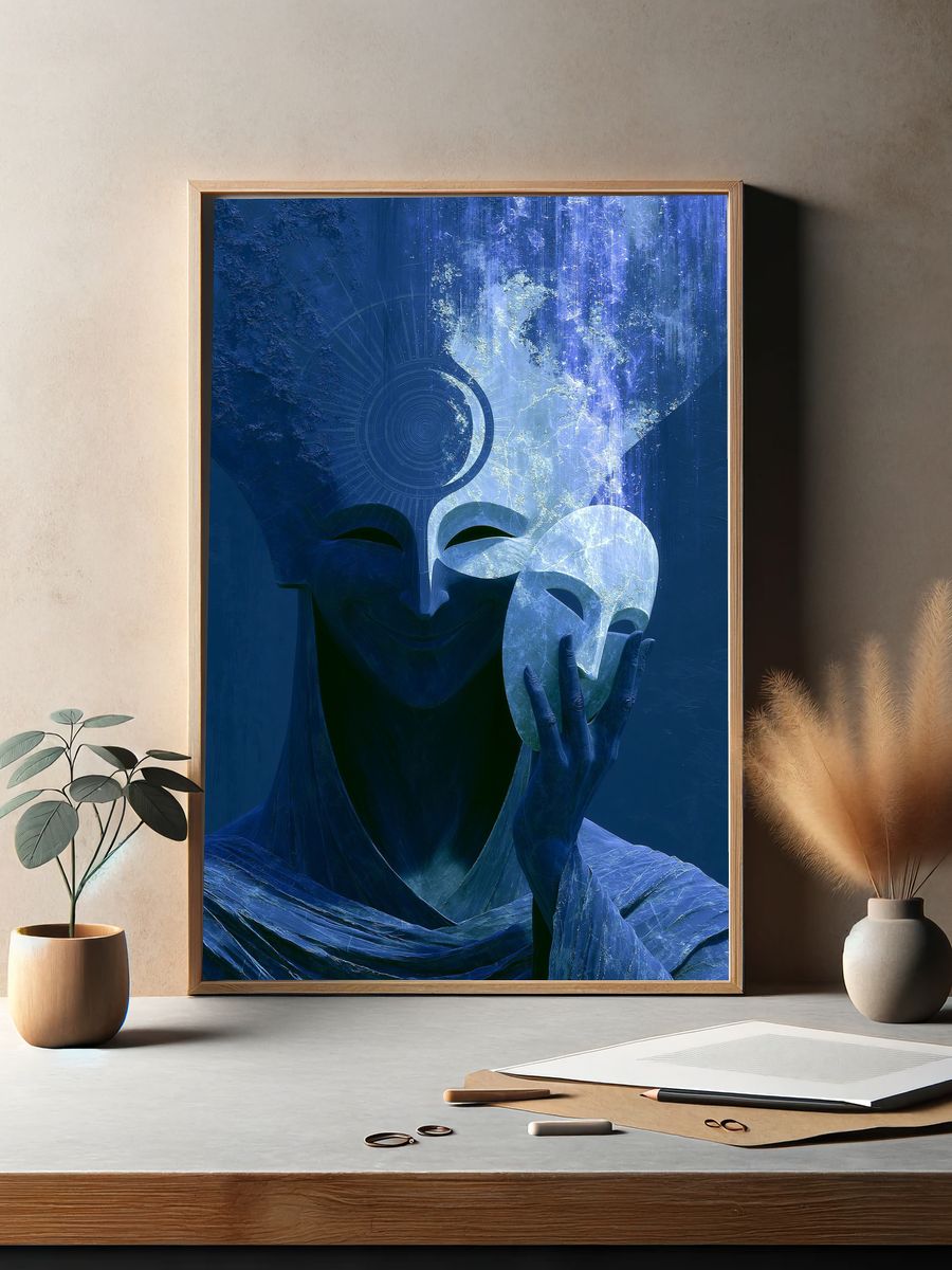 Mystic Mask Digital Art Poster. — room view 2