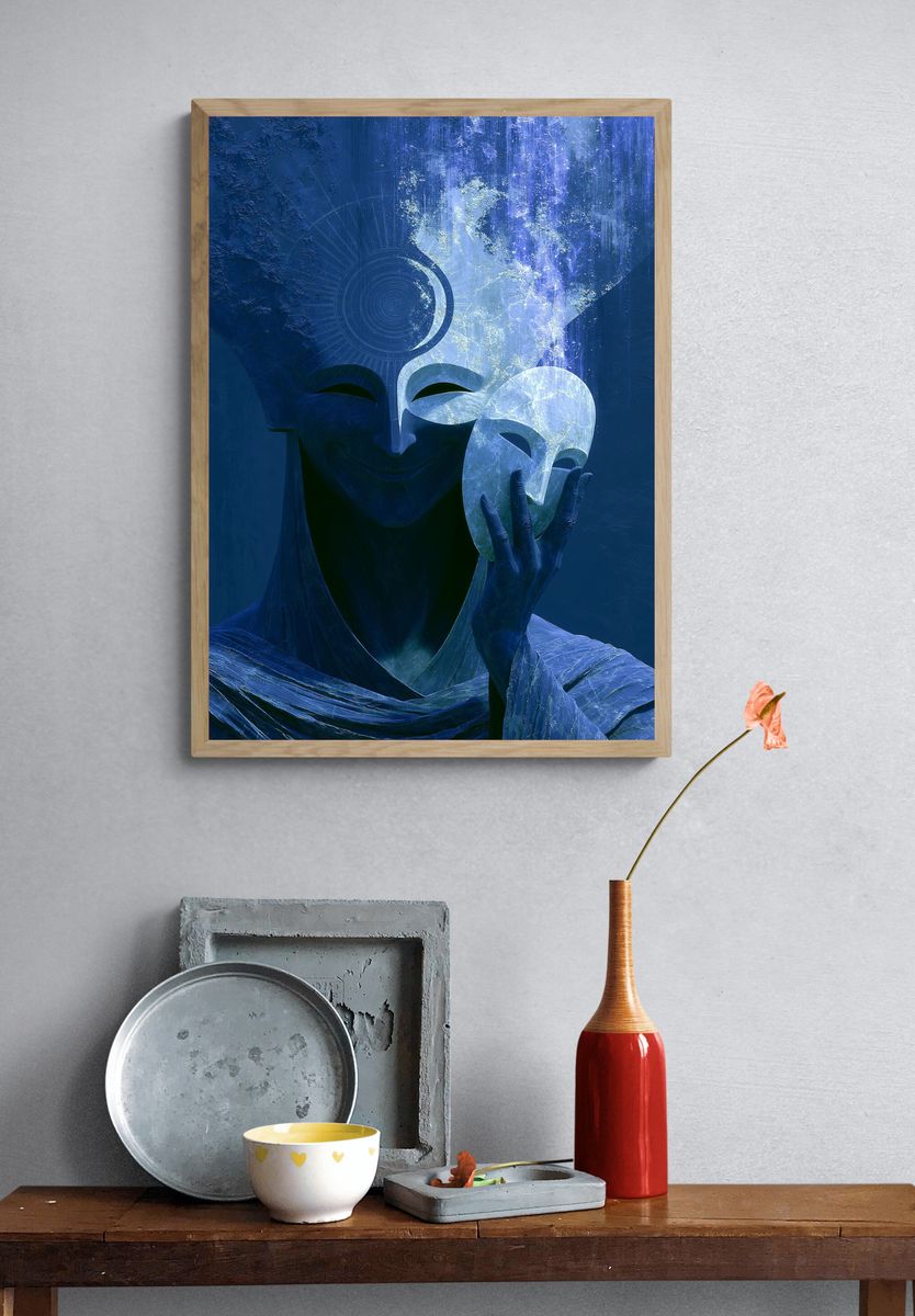 Mystic Mask Digital Art Poster. — room view 3