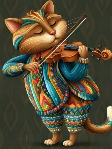 Cat Violinist Illustration Poster. poster — illustration art
