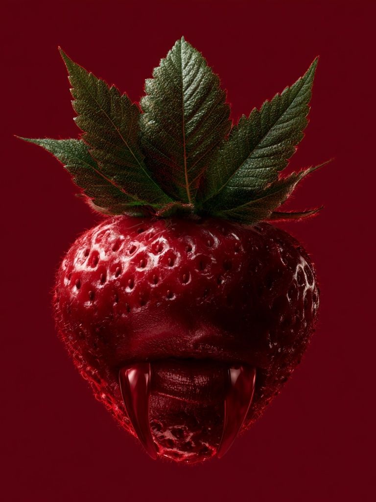 Strawberry Vampire Illustration Poster. poster detail