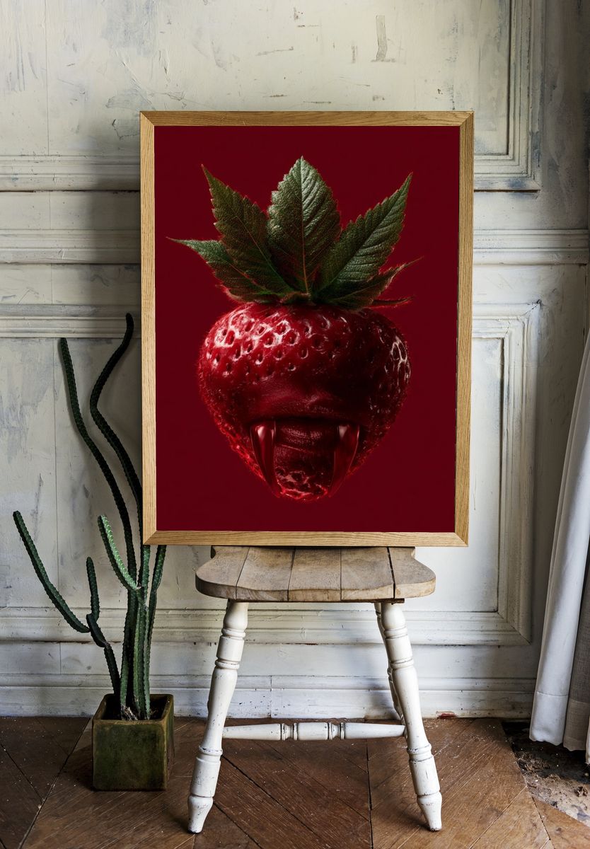 Strawberry Vampire Illustration Poster. room preview