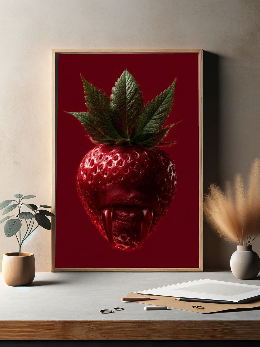 Strawberry Vampire Illustration Poster. — room view 2