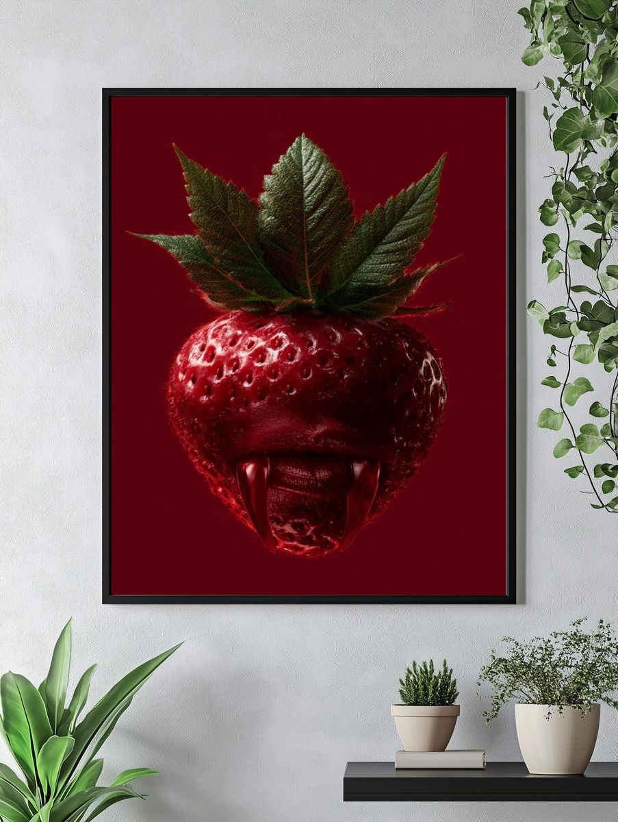 Strawberry Vampire Illustration Poster. — room view 4