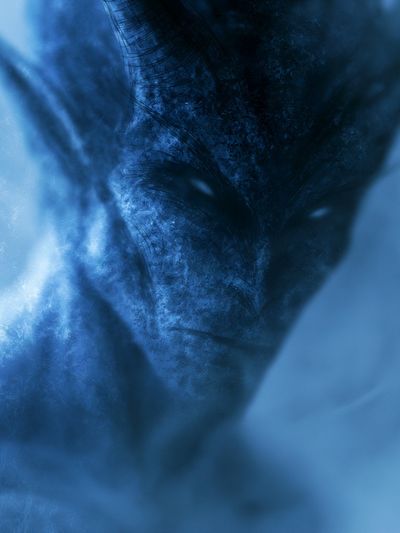 Blue Alien Face Abstract Print.