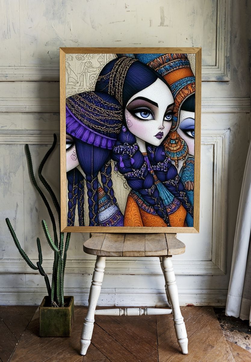 Egyptian Dolls Illustration Poster. — room view 1