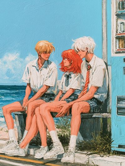 Beachside Friends Illustration Poster. poster