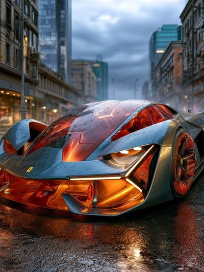 Futuristic Supercar City Street Poster. poster