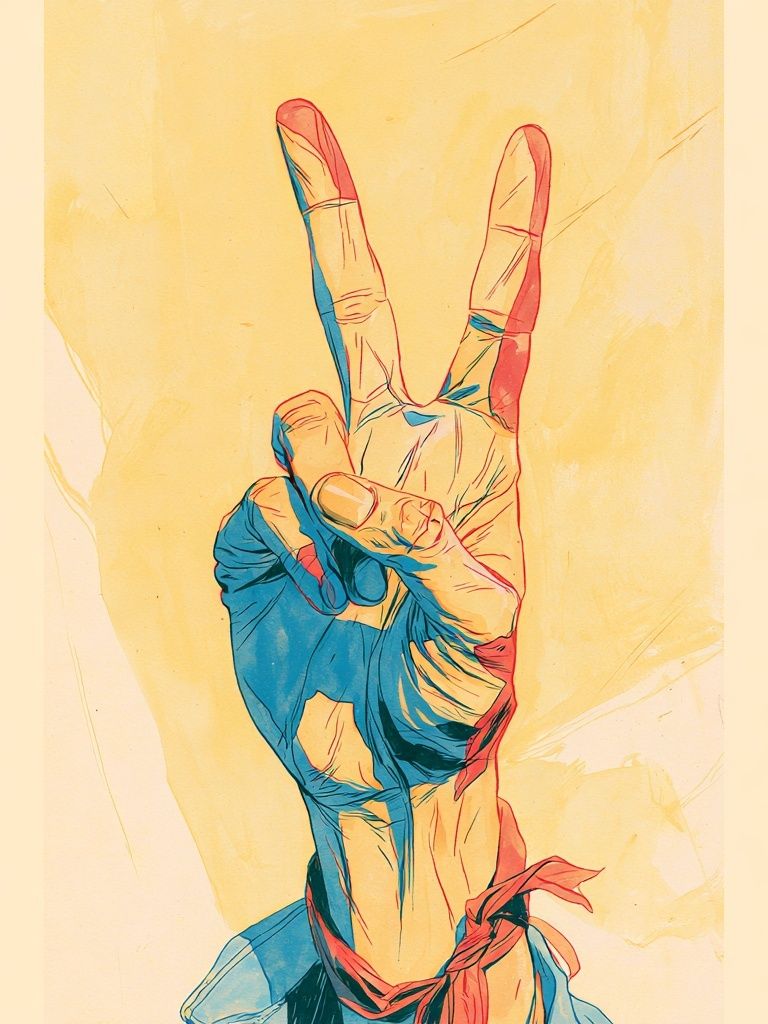 Peace Hand Gesture Illustration Poster. poster — illustration art