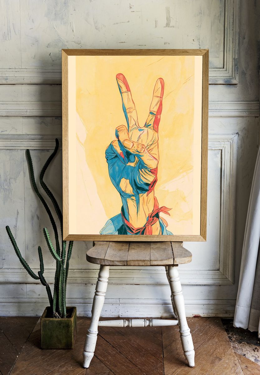 Peace Hand Gesture Illustration Poster. room preview