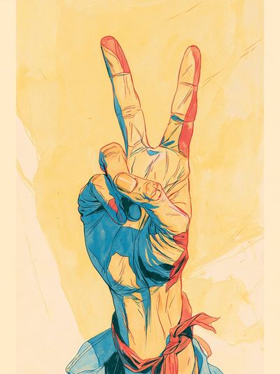 Peace Hand Gesture Illustration Poster. poster print