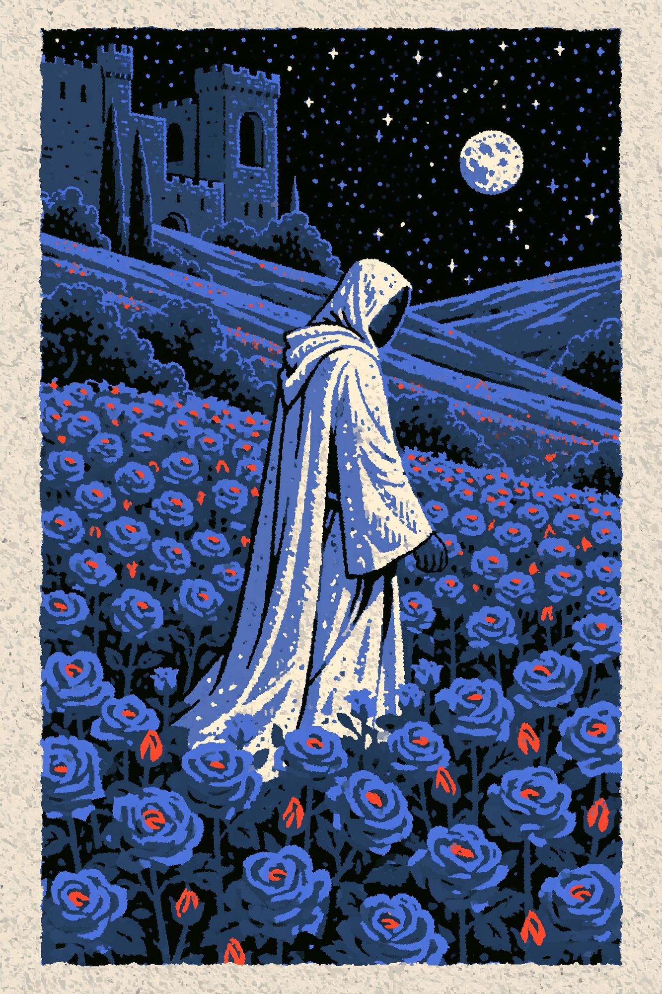 Moonlit Cloister Illustration Poster. poster detail