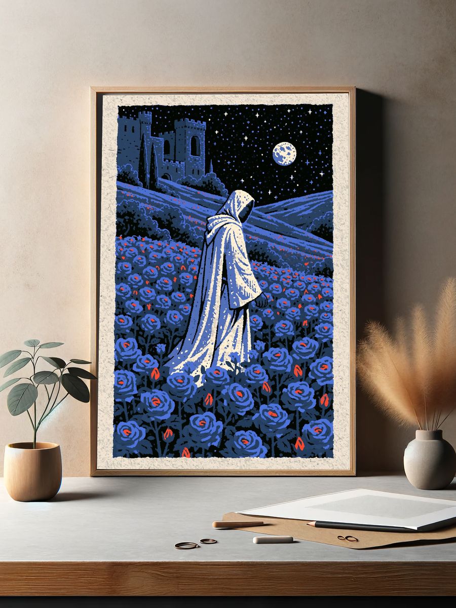 Moonlit Cloister Illustration Poster. — room view 2