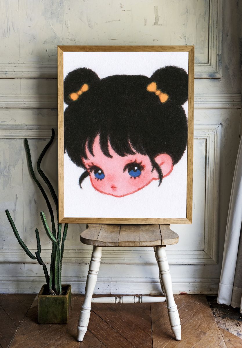 Cute Girl Portrait Illustration Poster. room preview