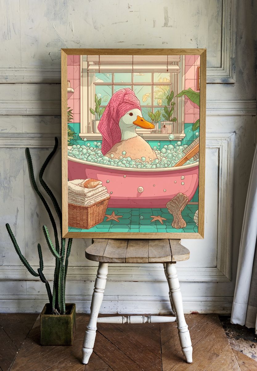 Duck Bath Illustration Poster. room preview