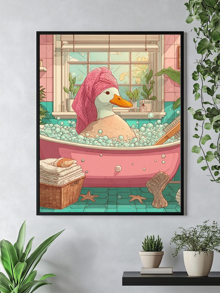 Duck Bath Illustration Poster. — room view 4