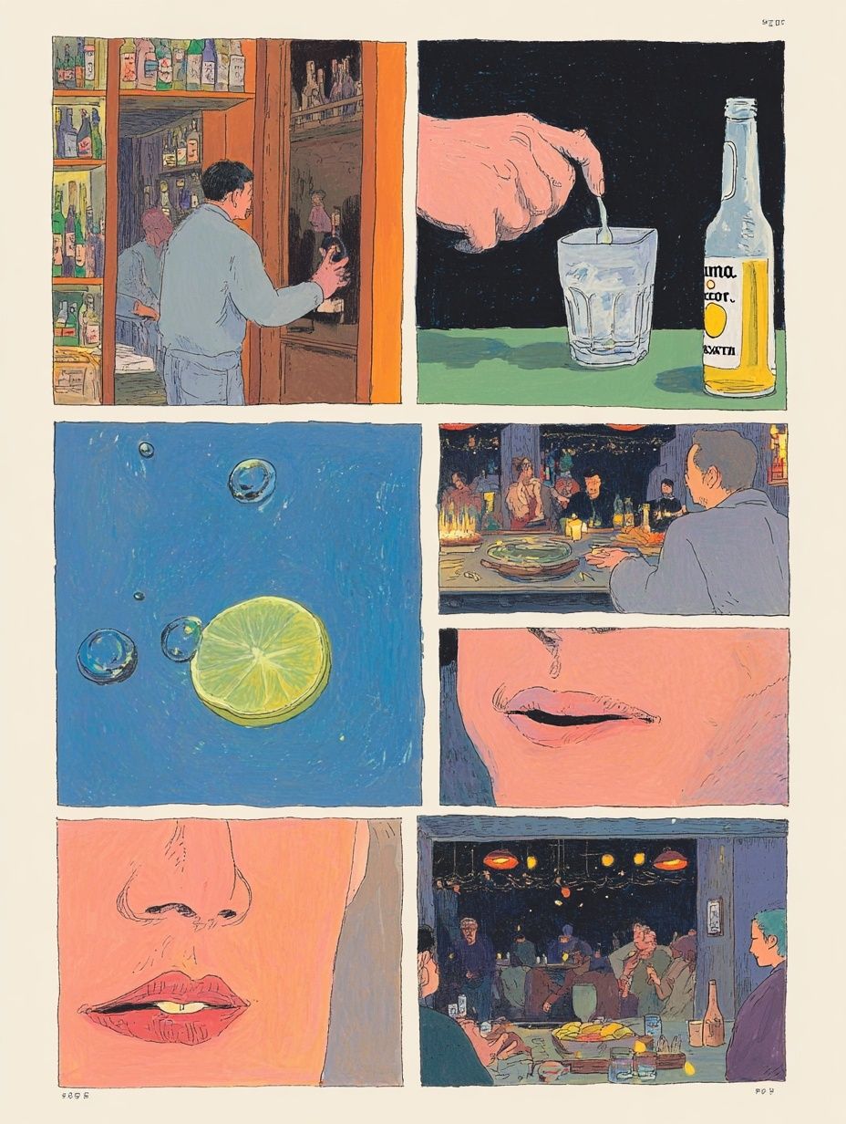 Cocktail Bar Scenes Illustration Print. poster detail