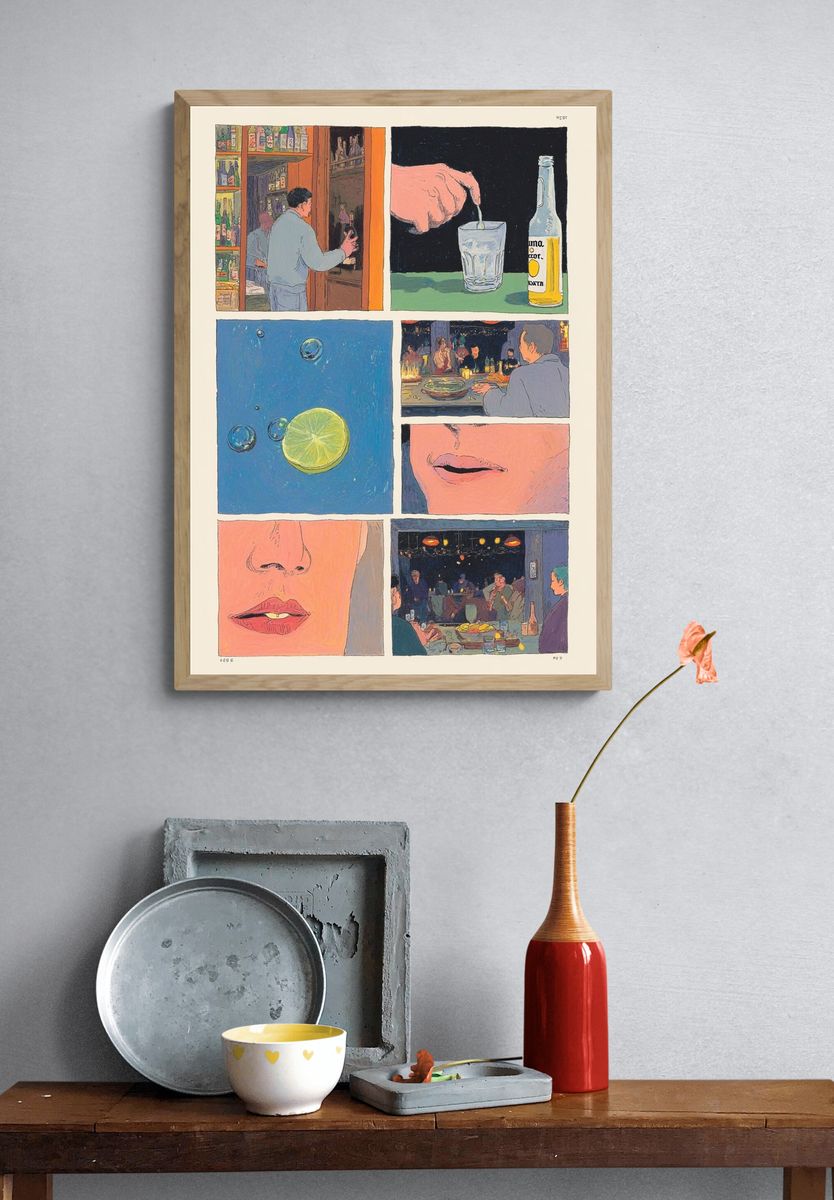 Cocktail Bar Scenes Illustration Print. — room view 3