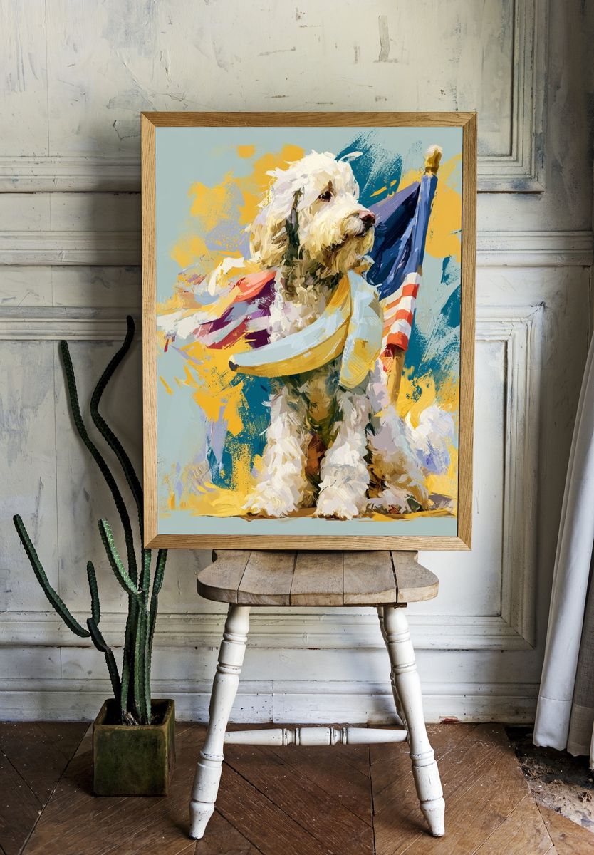 Patriotic Poodle Illustration Poster. room preview