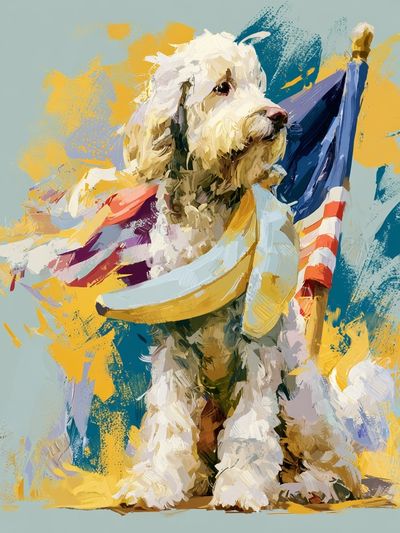 Patriotic Poodle Illustration Poster.