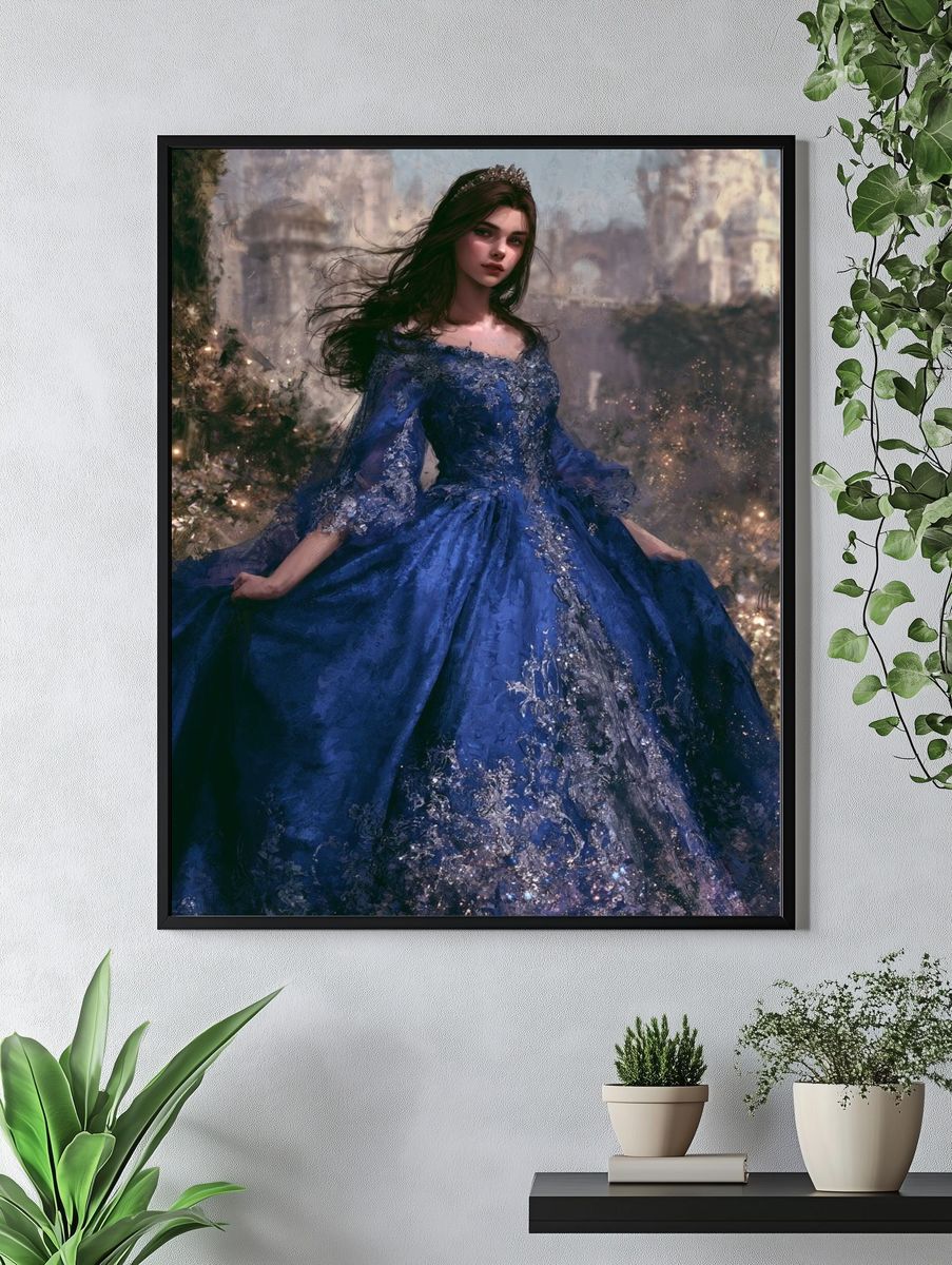 Enchanted Blue Gown Portrait Print. — room view 4