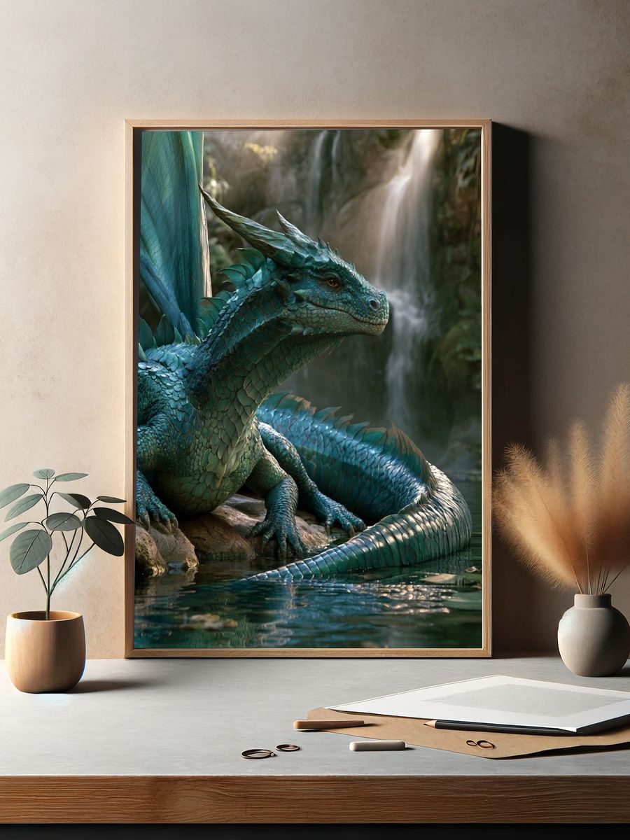 Emerald Dragon Waterfall Print. — room view 2