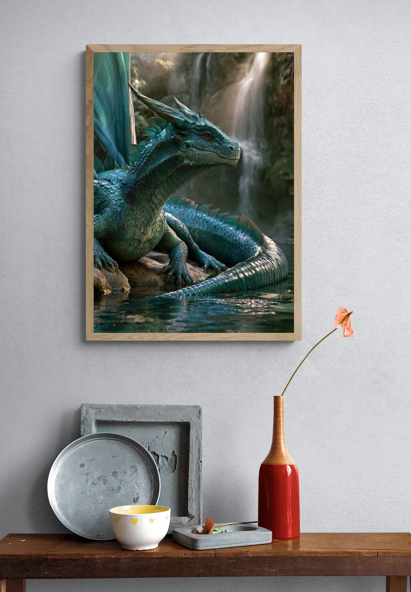 Emerald Dragon Waterfall Print. — room view 3