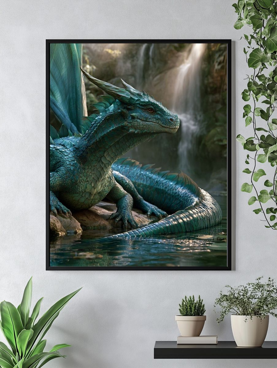 Emerald Dragon Waterfall Print. — room view 4