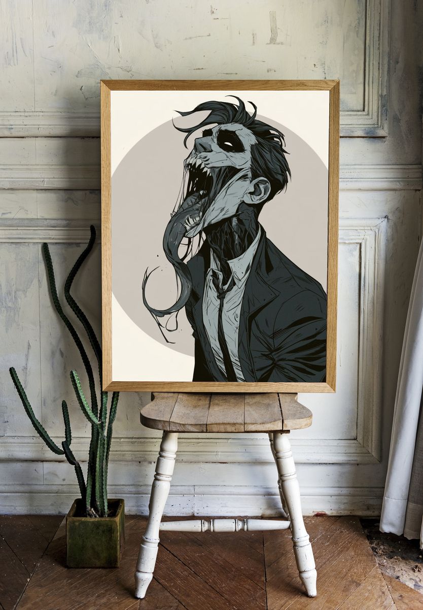 Zombie Portrait Illustration Poster. room preview