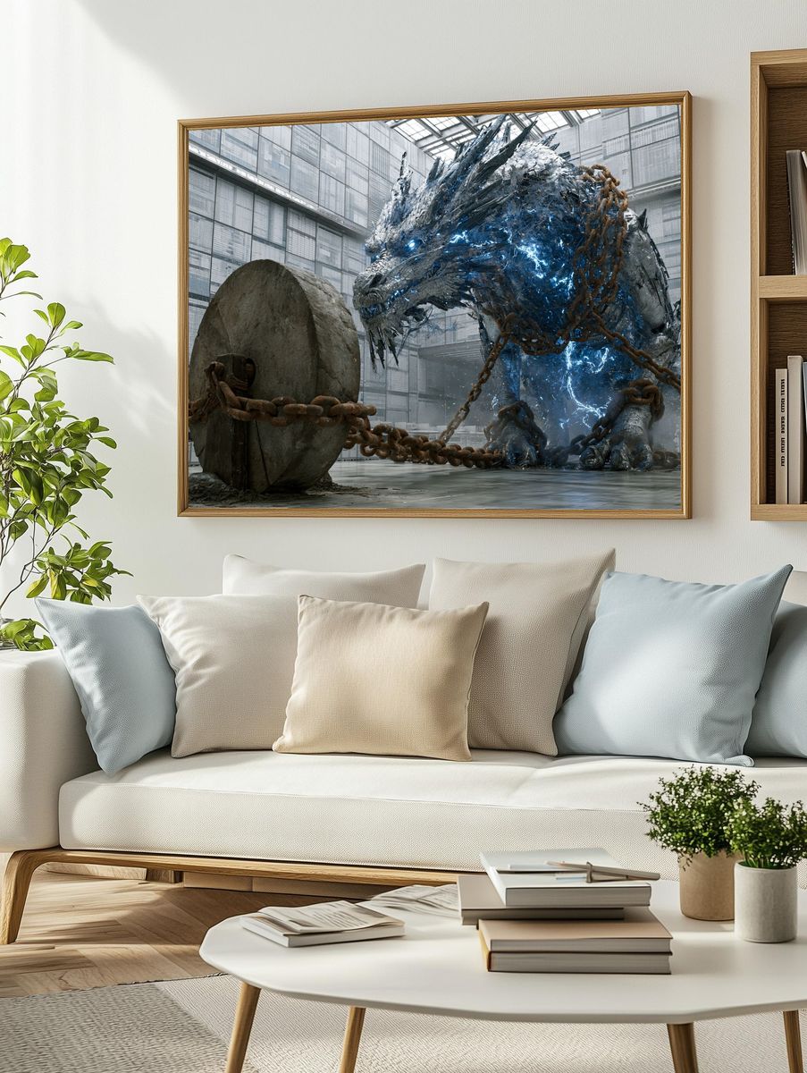 Cyber Dragon Arena Illustration Poster. — room view 2