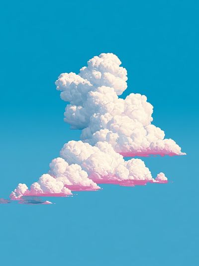 Cotton Cloudscape Illustration Poster. poster