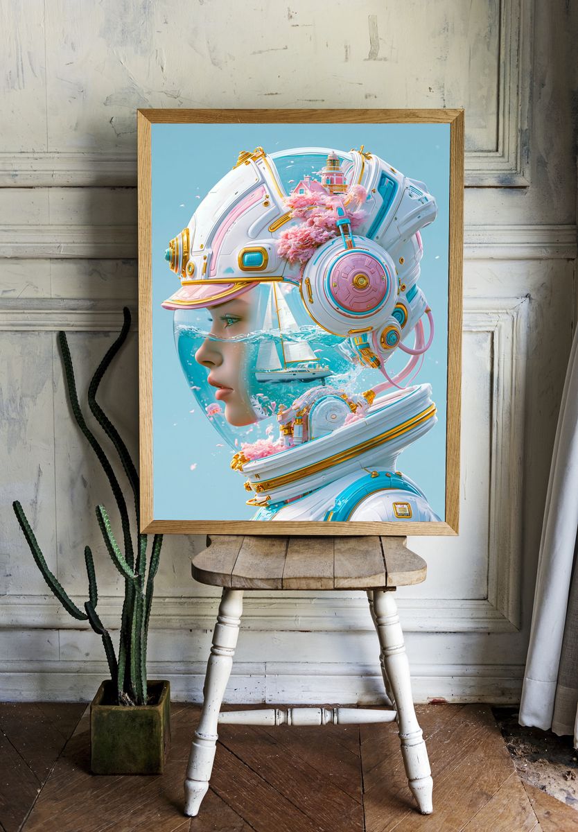 Dream Diver Digital Art Poster. room preview