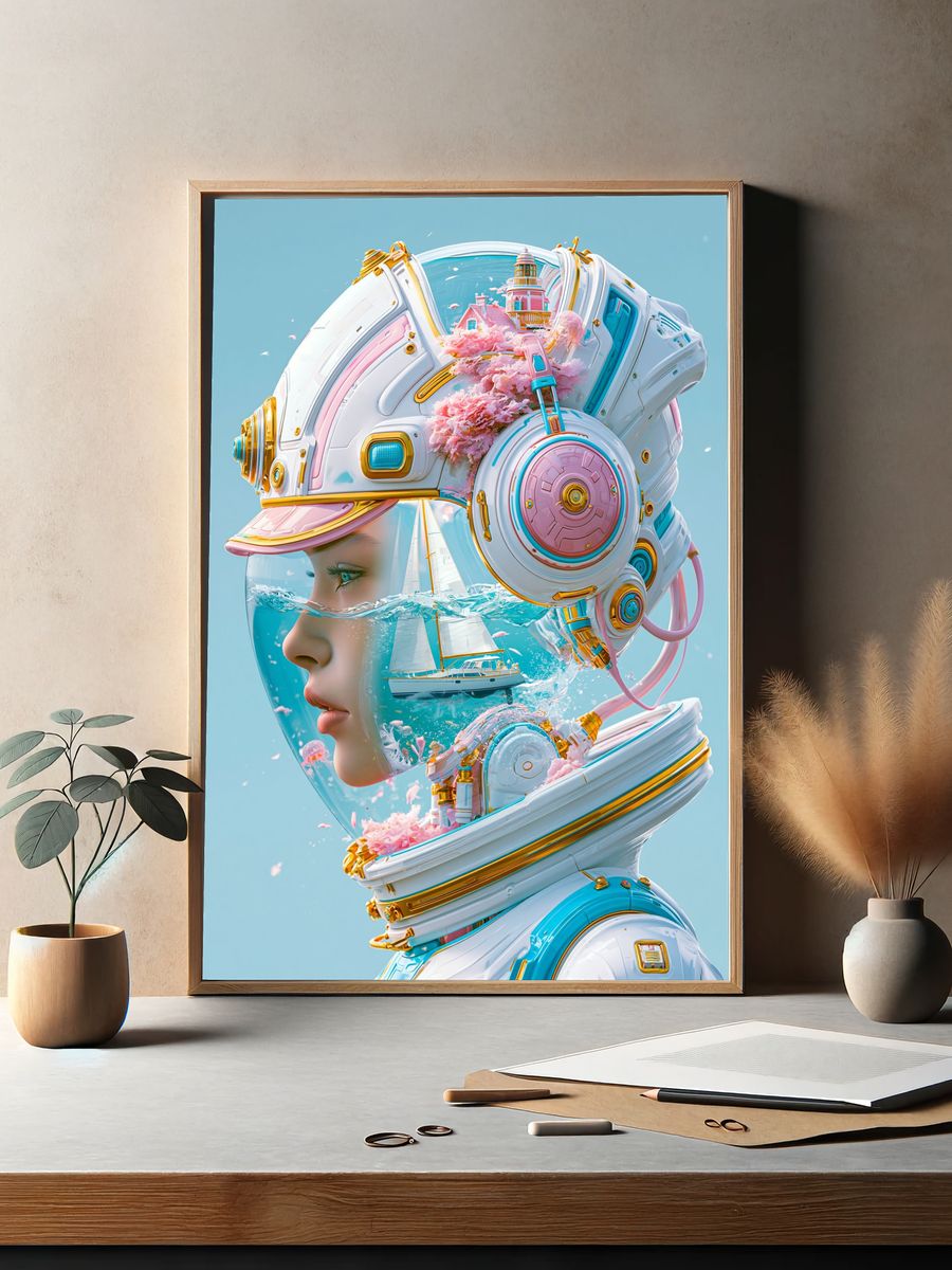Dream Diver Digital Art Poster. — room view 2
