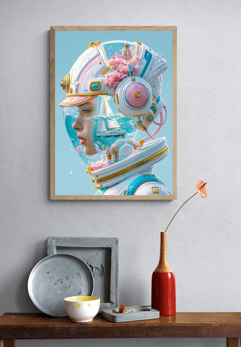 Dream Diver Digital Art Poster. — room view 3