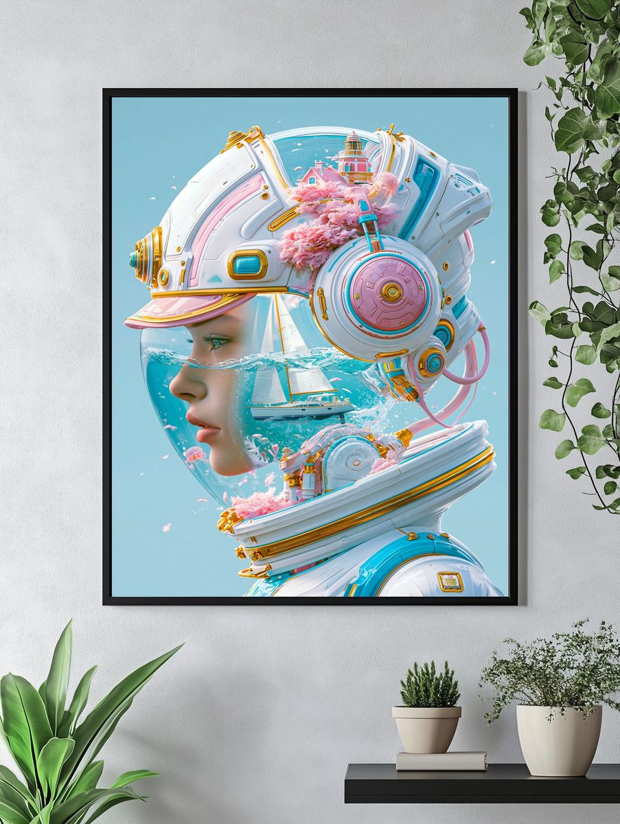 Dream Diver Digital Art Poster. — room view 4