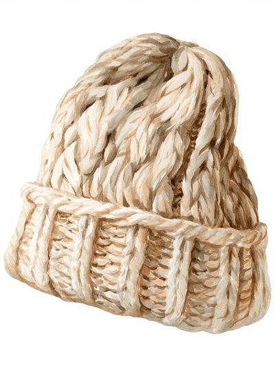 Knitted Beanie Watercolor Print. poster