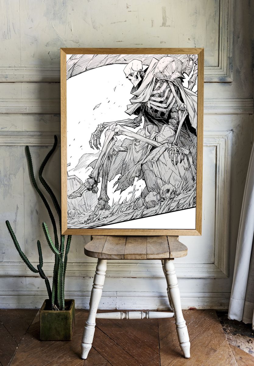 Grim Reaper Skeleton Illustration Poster. — room view 1
