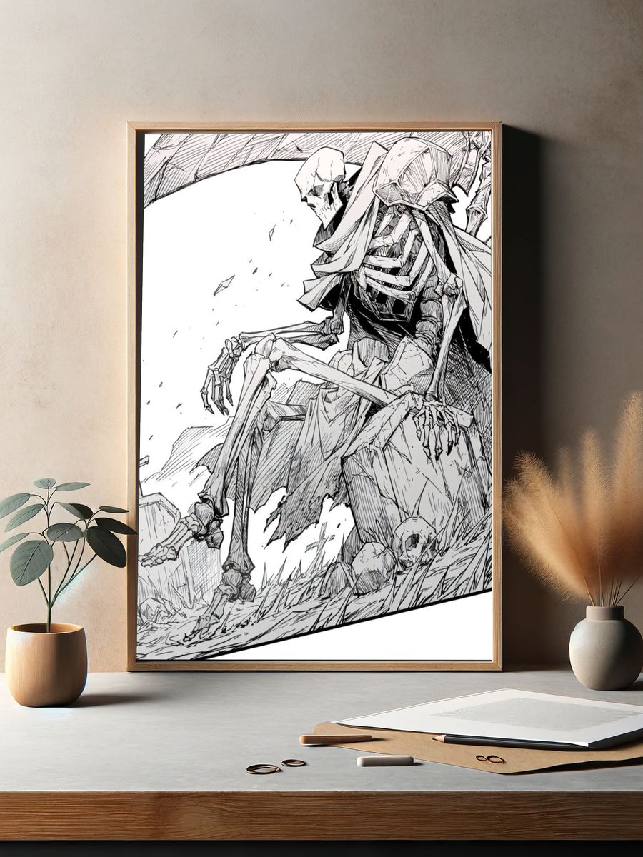 Grim Reaper Skeleton Illustration Poster. — room view 2