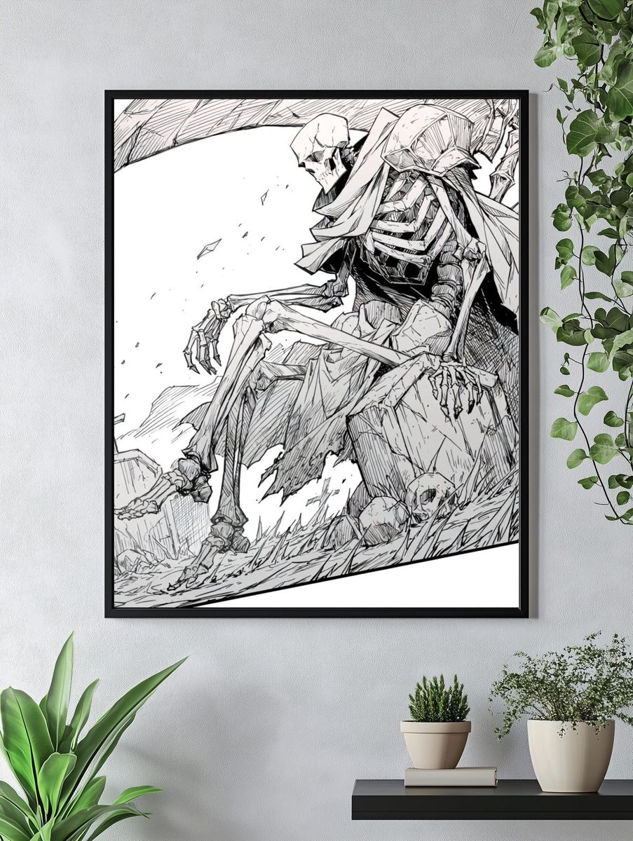 Grim Reaper Skeleton Illustration Poster. — room view 4