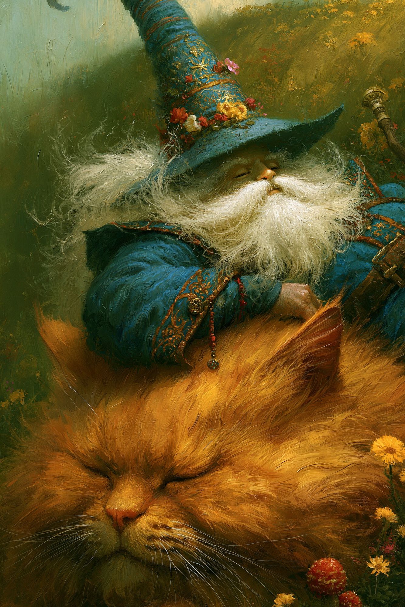 Wizard Cat Fantasy Illustration Poster. poster detail