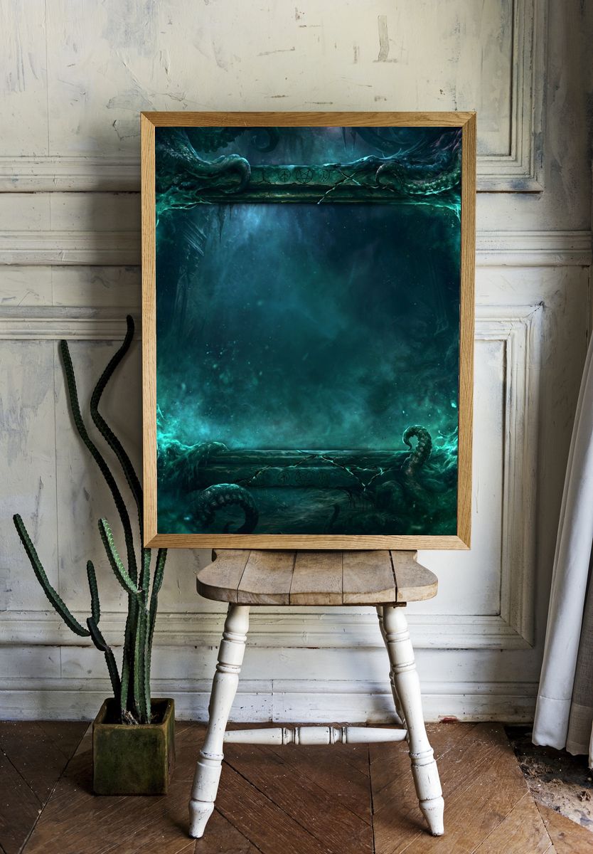 Eldritch Tentacle Frame Illustration Poster. room preview