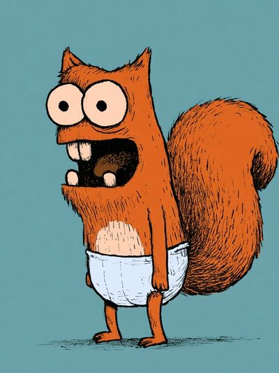 Cartoon Squirrel Illustration Poster.