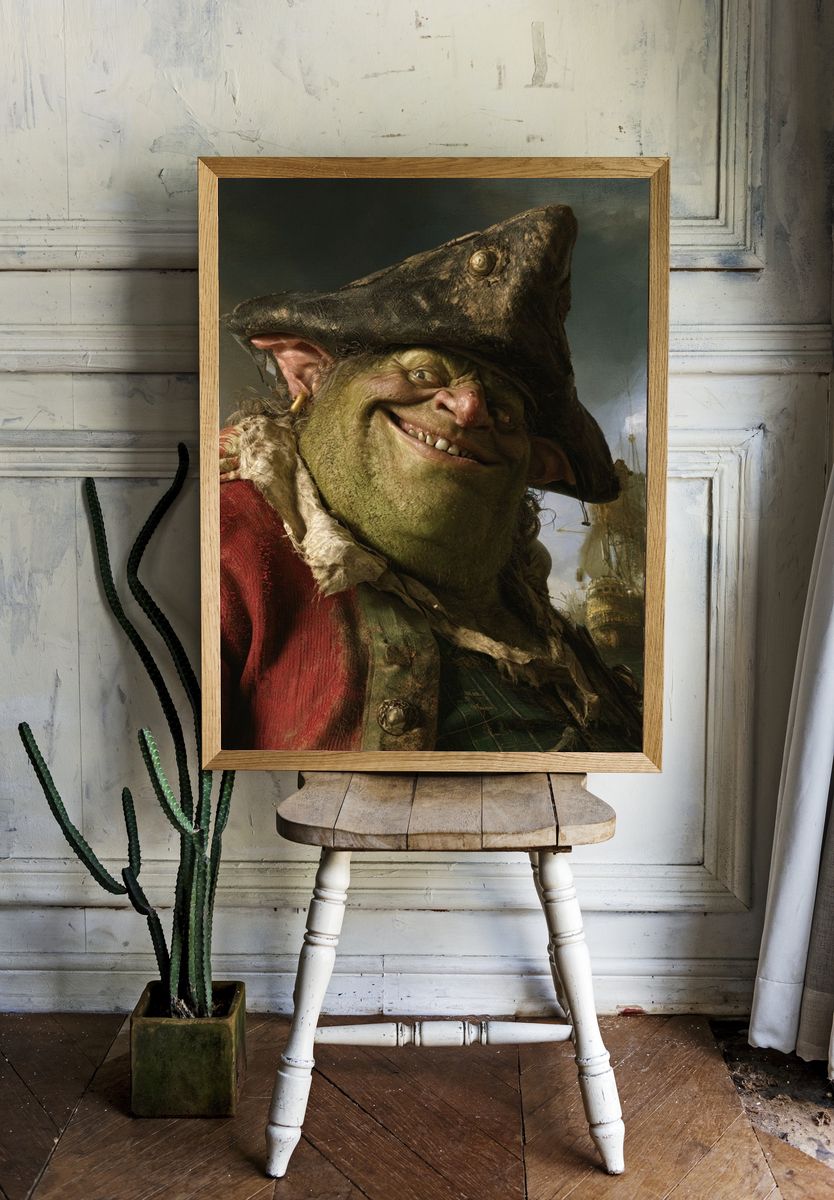 Smiling Pirate Goblin Illustration Print. — room view 1