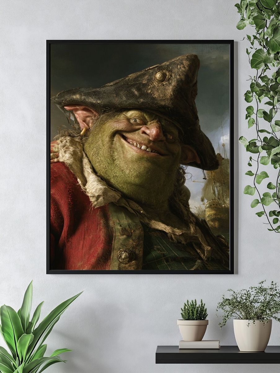 Smiling Pirate Goblin Illustration Print. — room view 4