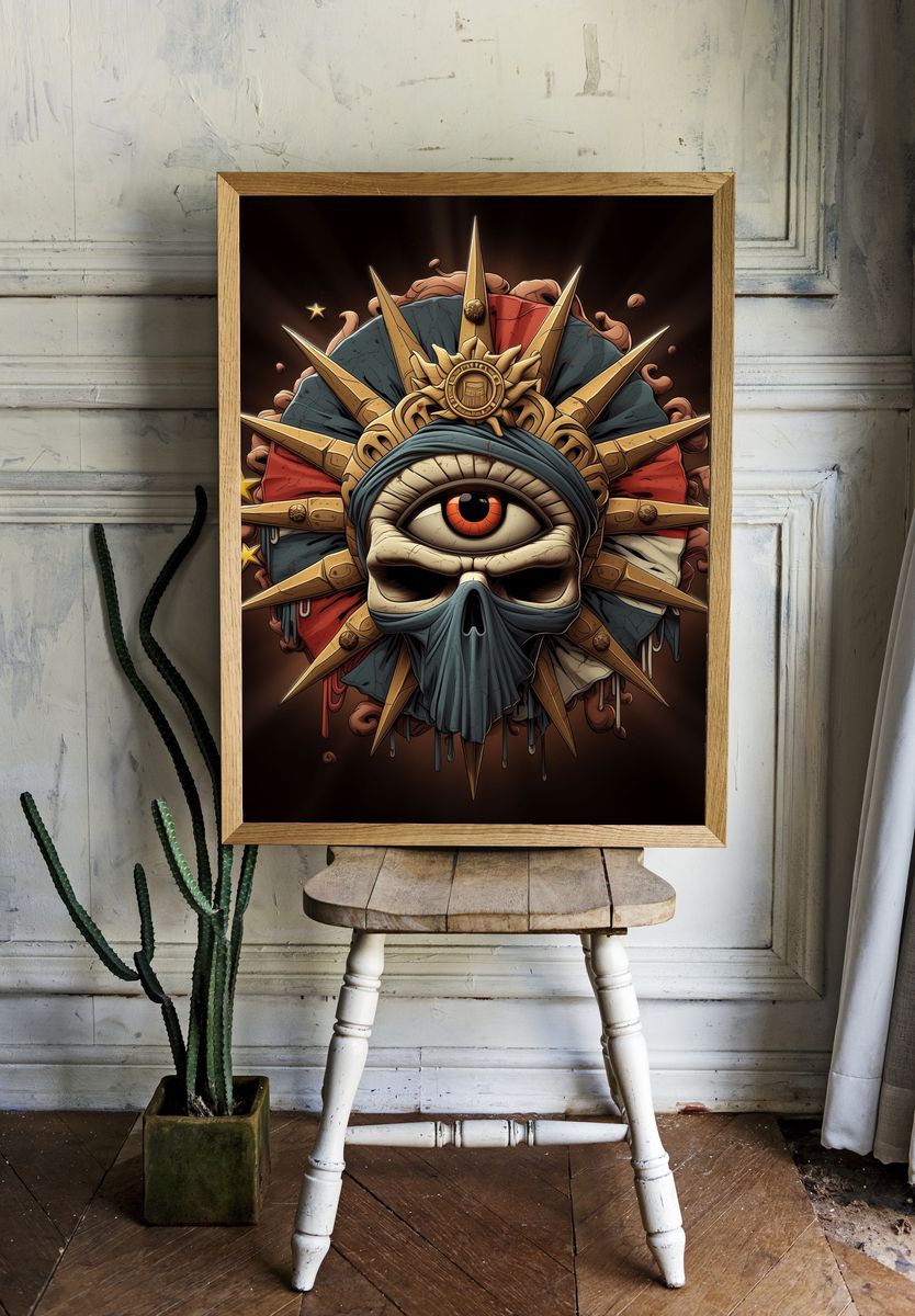 Cyclops Skull Emblem Illustration Poster. room preview