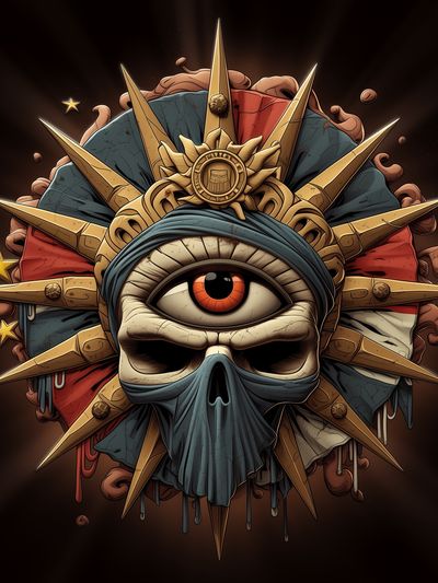 Cyclops Skull Emblem Illustration Poster.