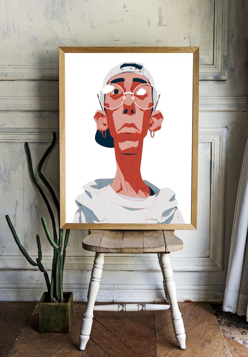 Stylized Portrait Illustration Poster. room preview