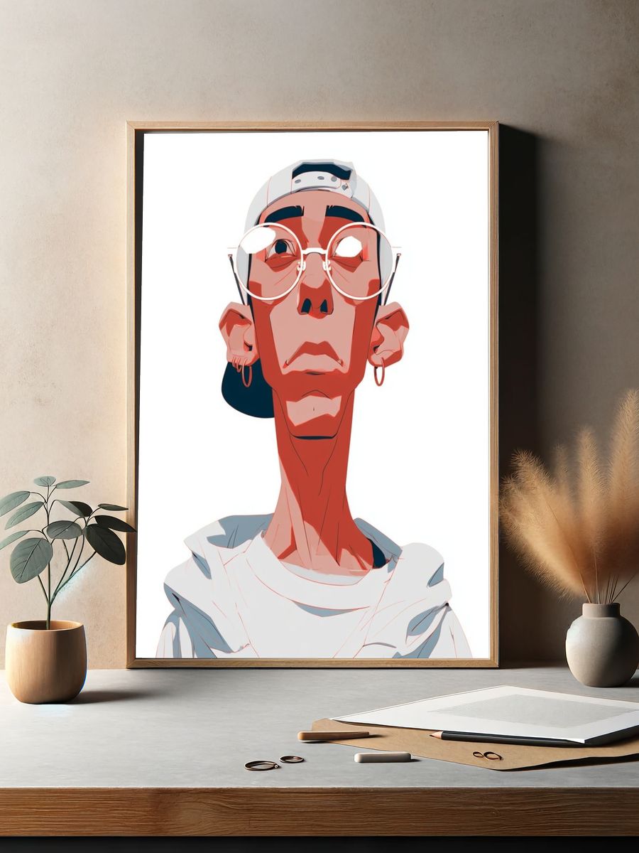 Stylized Portrait Illustration Poster. — room view 2