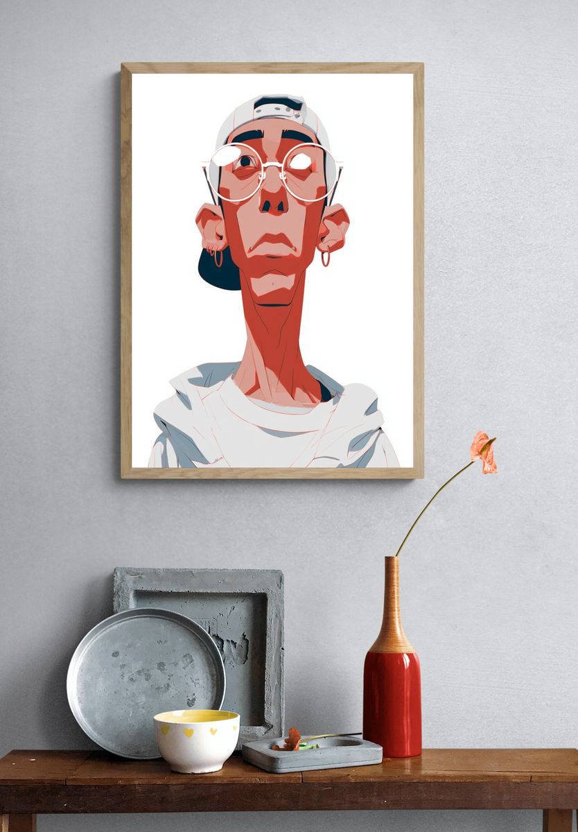 Stylized Portrait Illustration Poster. — room view 3